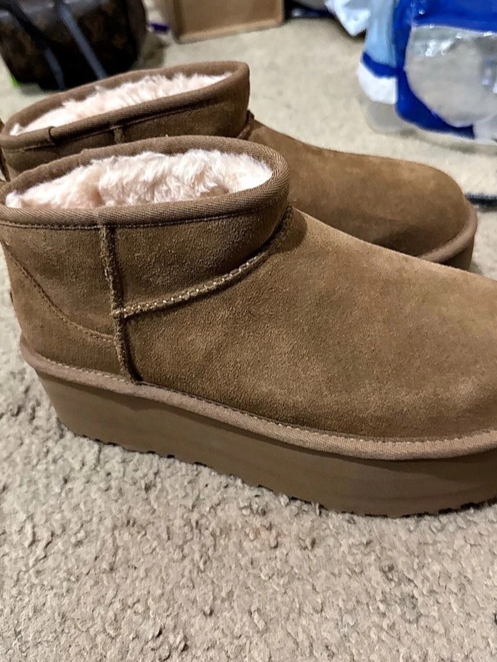 UGG Classic Ultra Mini Platform Ankle Boots Brown
